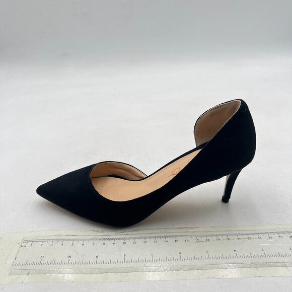 XYD Black D'Orsay Low Heels Comfort Slip-on Pointed Toe Sexy Pumps Casual Shoes - Picture 2 of 8